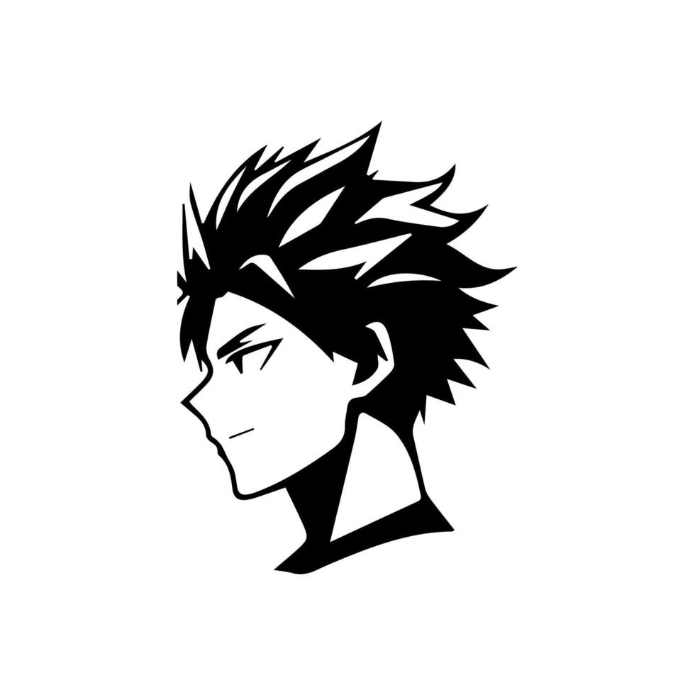 hombre silueta perfil imagen anime estilo vector