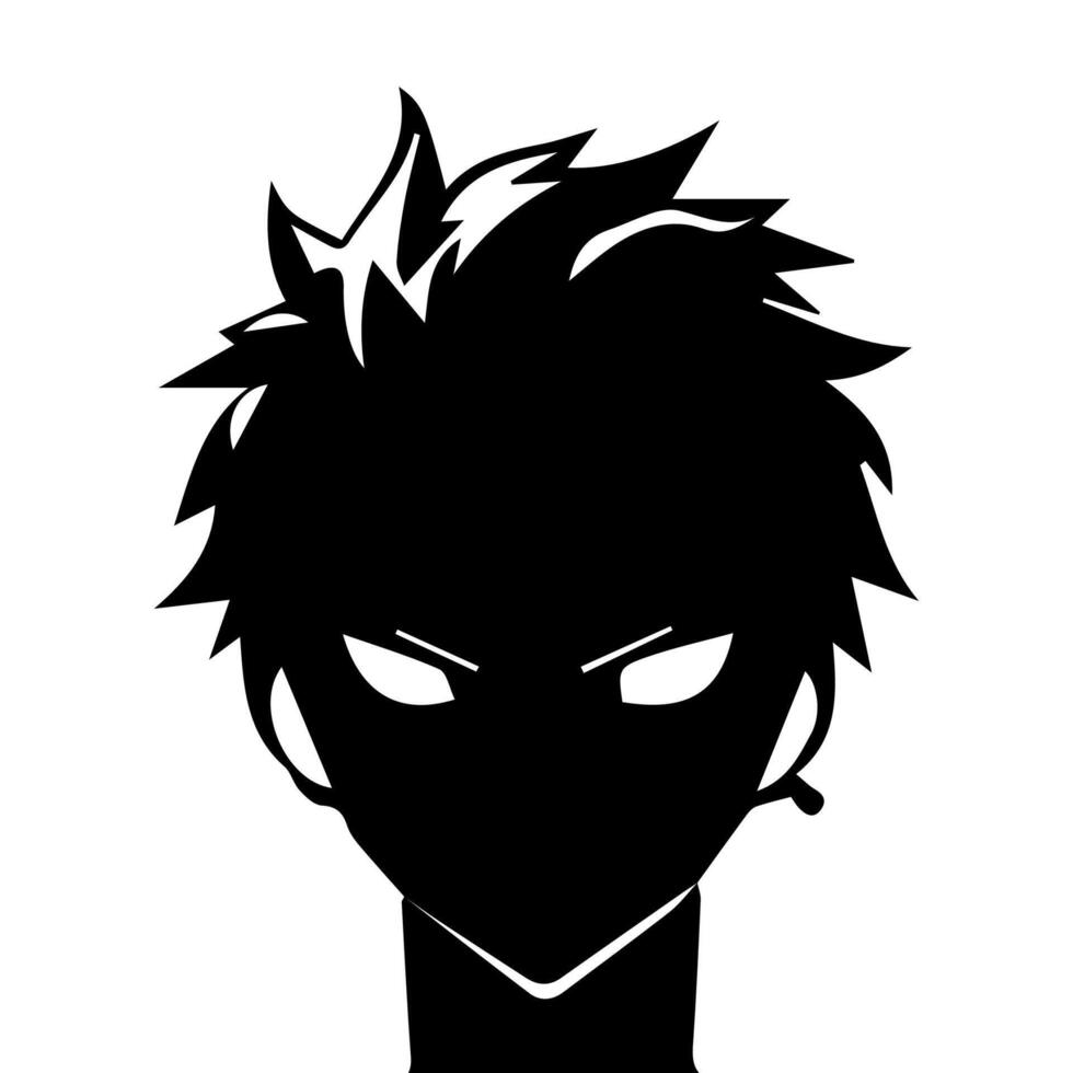 hombre silueta perfil imagen anime estilo vector