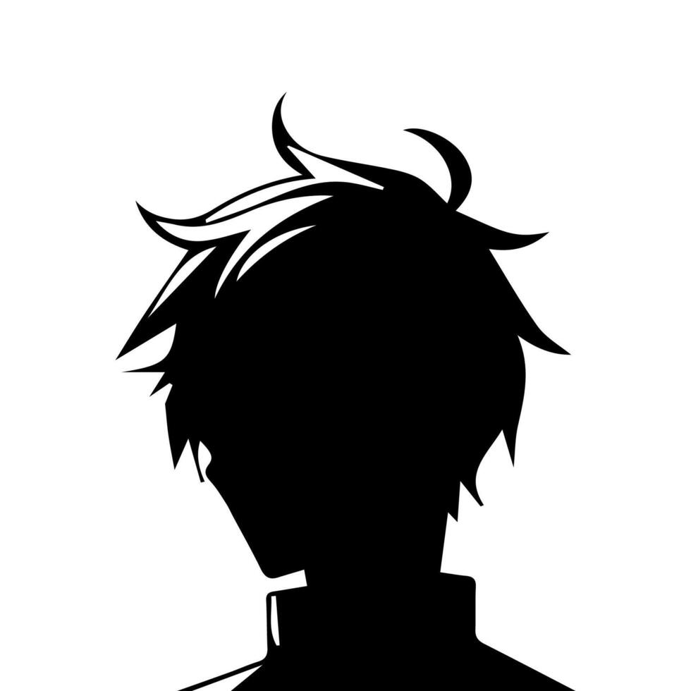 Man silhouette profile picture anime style vector