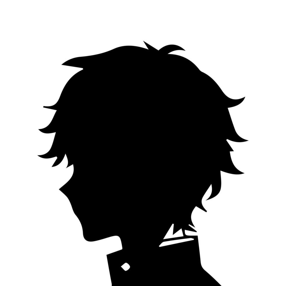 Man silhouette profile picture anime style vector