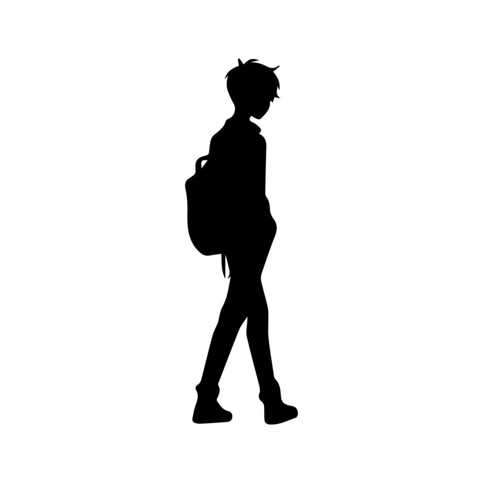 Man silhouette profile picture anime style vector