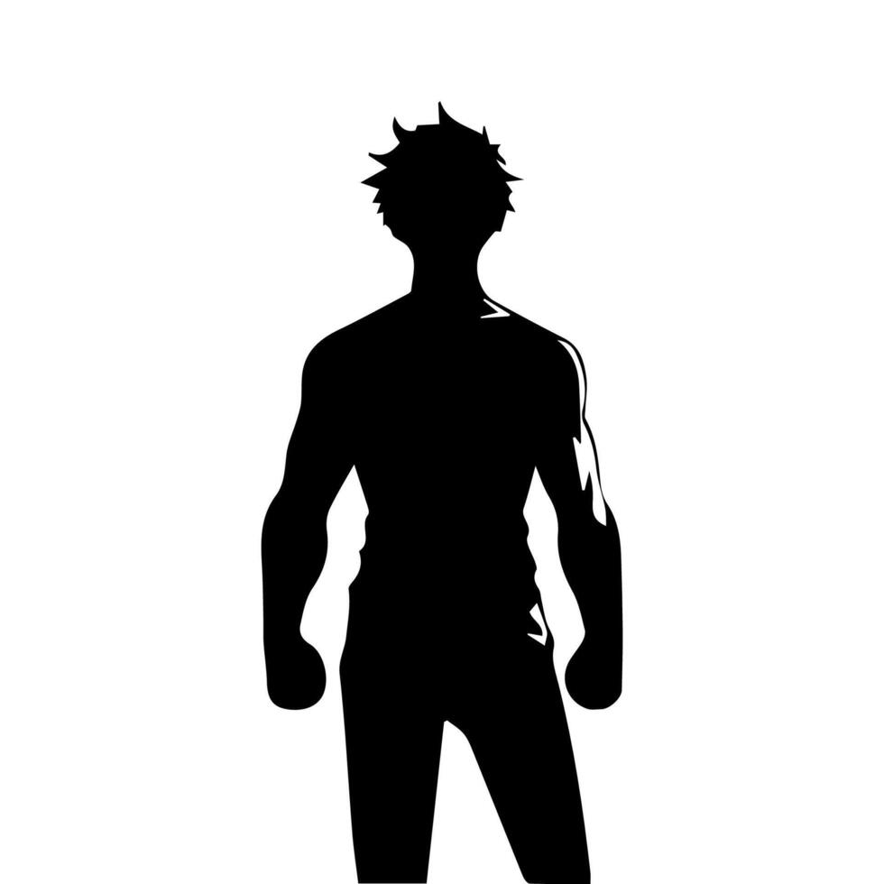 Man silhouette profile picture anime style vector