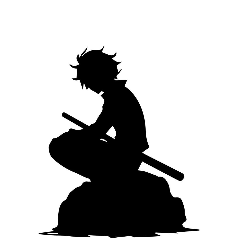 Man silhouette profile picture anime style vector