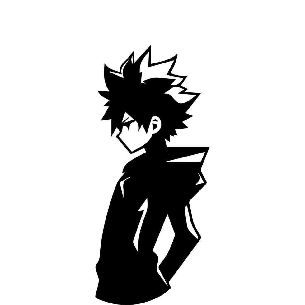 Man silhouette profile picture anime style vector