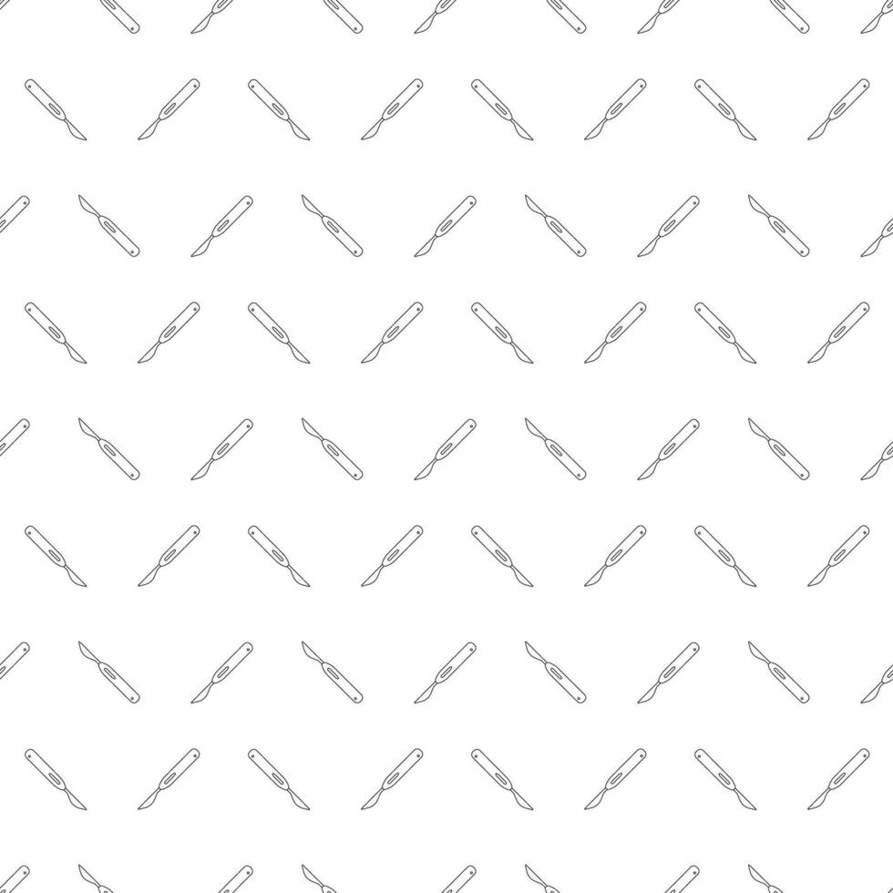 Seamless pattern with scalpel. Black, white illustration. vector