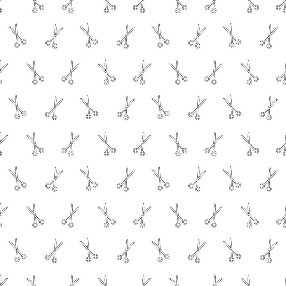 Seamless pattern with scissors. Black, white illustration. vector