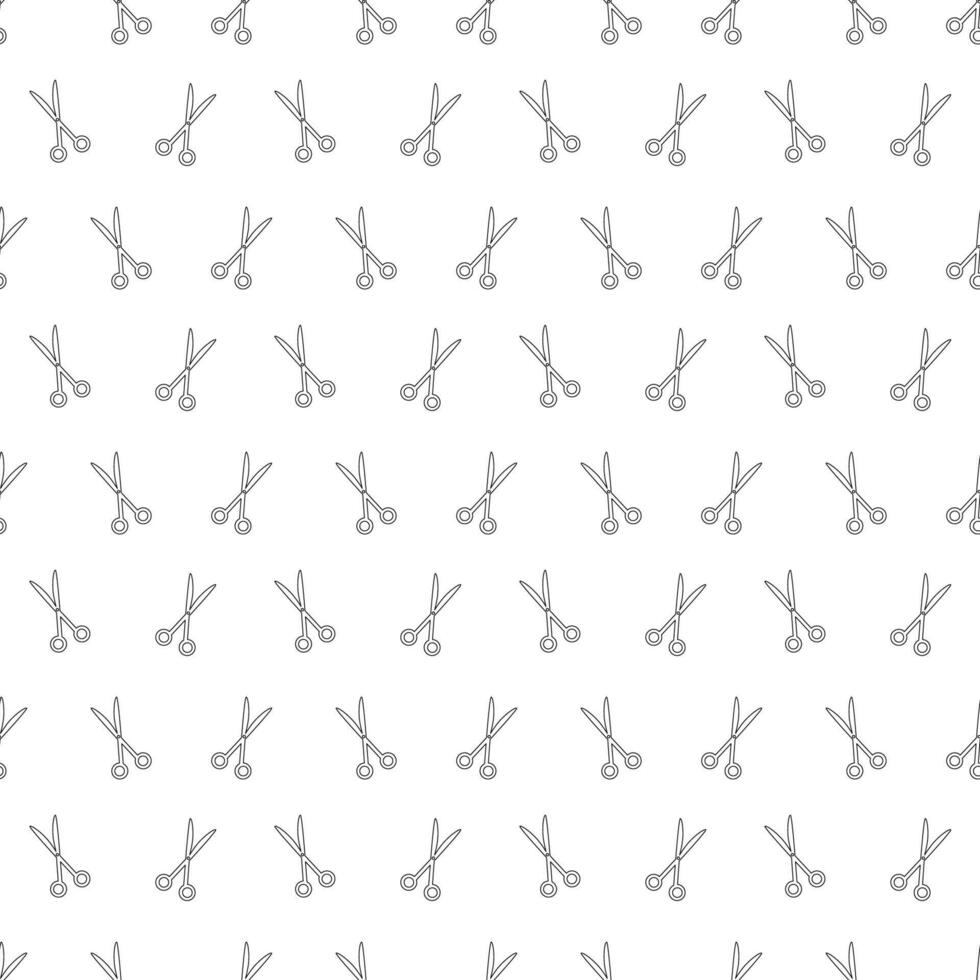 Seamless pattern with scissors. Black, white illustration. vector