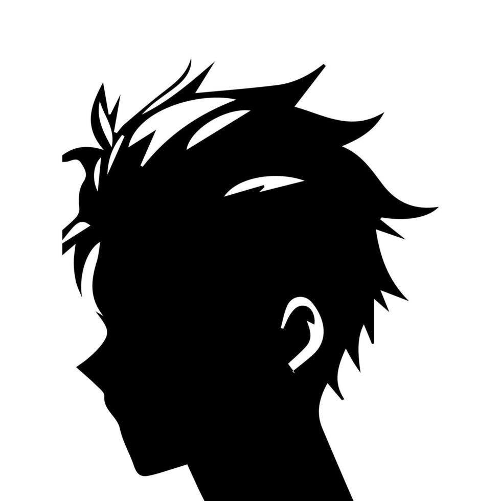 hombre silueta perfil imagen anime estilo vector