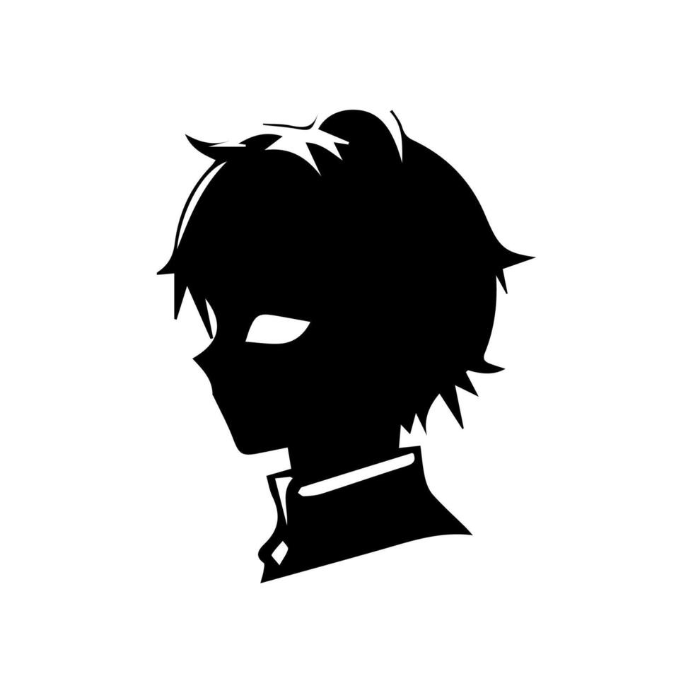 Man silhouette profile picture anime style vector