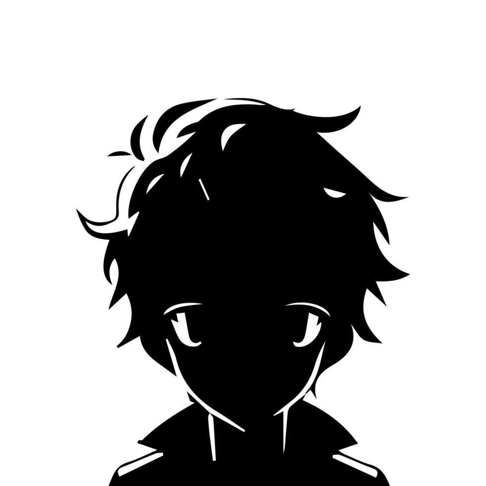 Man silhouette profile picture anime style vector