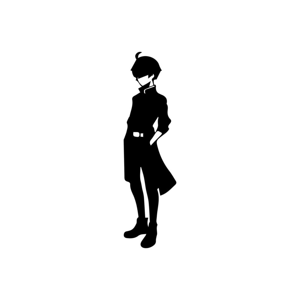 Man silhouette profile picture anime style vector