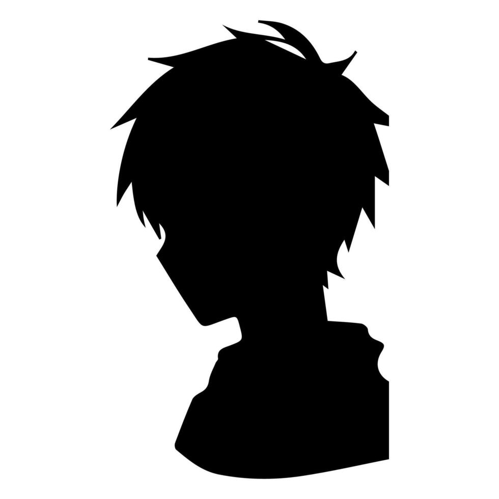 Man silhouette profile picture anime style vector
