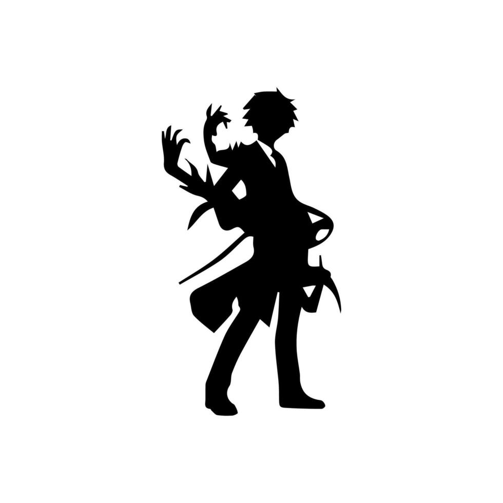 Man silhouette profile picture anime style vector