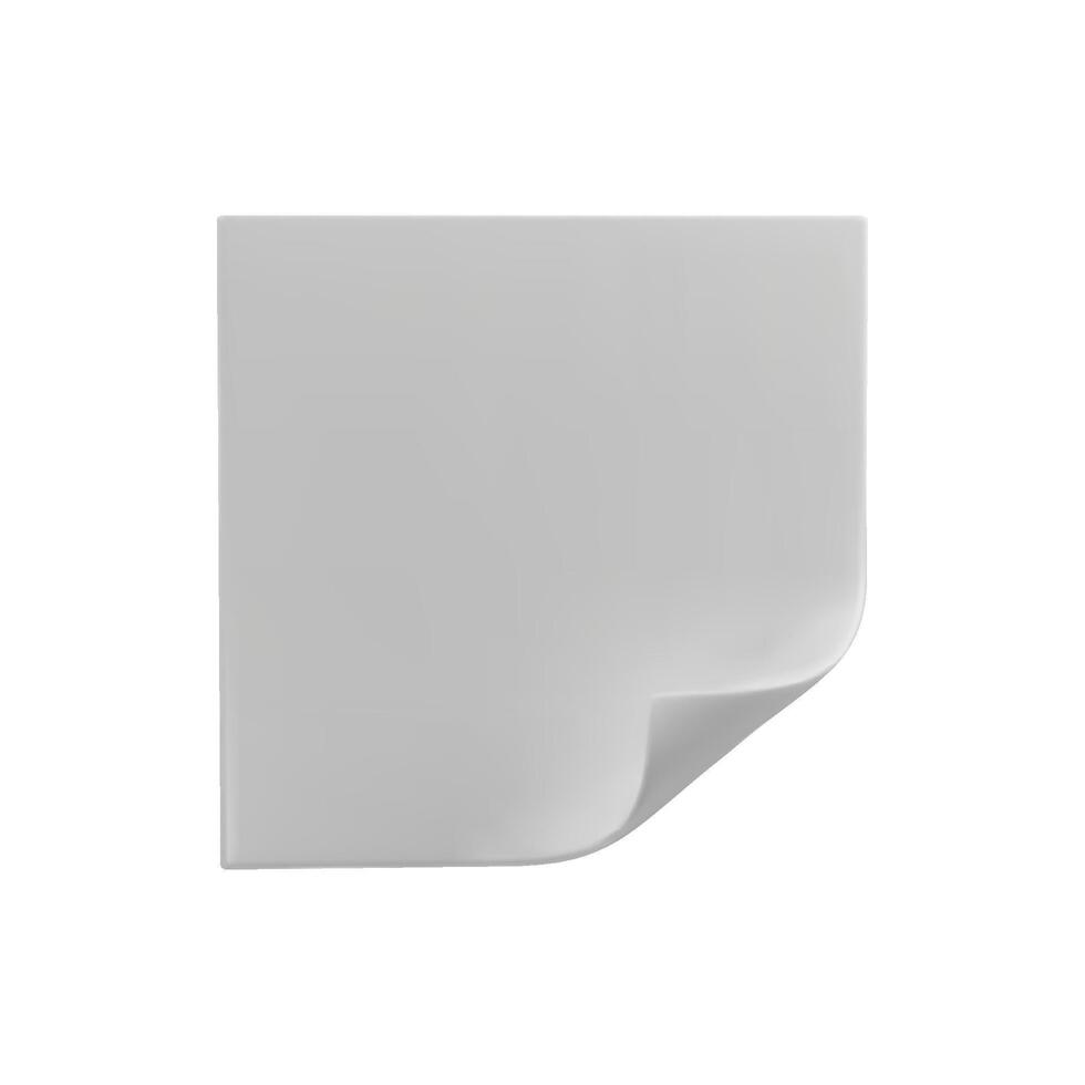 3d cuadrado sábana de blanco papel con un doblada esquina icono. blanco Perfecto plantillas de un precio etiquetas vacío burlarse de arriba para notas. blanco sábana de papel aislado en blanco antecedentes. vector