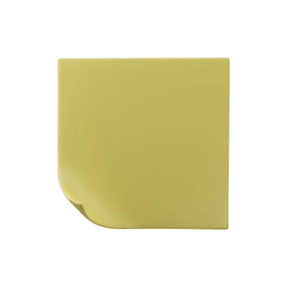 3d square sheet of yellow paper with a folded corner icon. Blank perfect templates of a price tags. Empty mock up for memos. white sheet of paper isolated on white background. vector