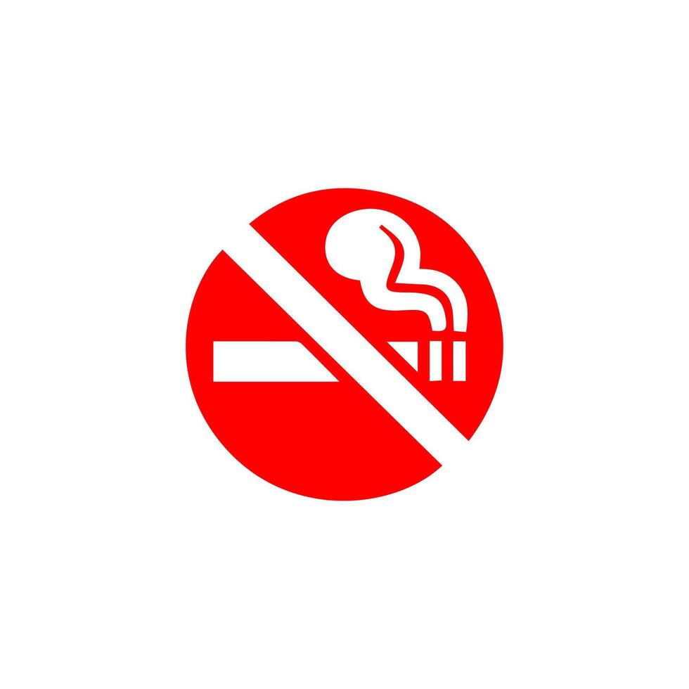 No smoking, prohibition sign, fire hazard risk icon badge, label with broken cigarette, butts, no littering ribbon concept, prohibit, danger, element flat style isolated on white background vector