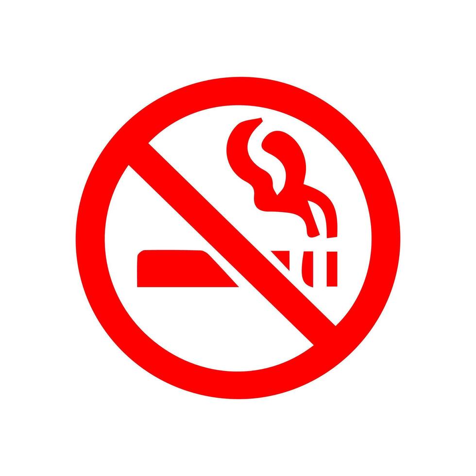 No smoking, prohibition sign, fire hazard risk icon badge, label with broken cigarette, butts, no littering ribbon concept, prohibit, danger, element flat style isolated on white background vector