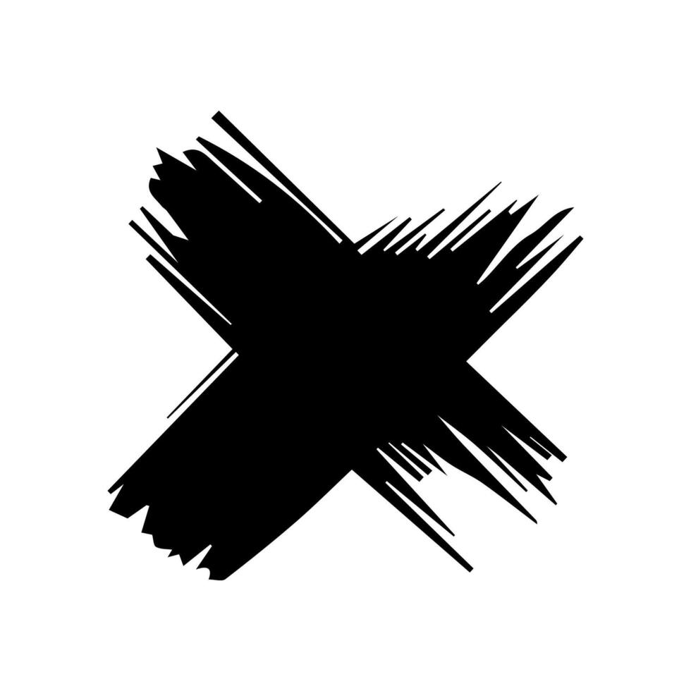 Grunge letter X handdrawn with brush vector