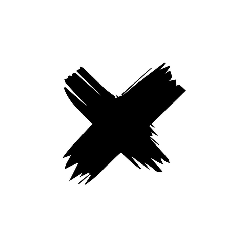 Grunge letter X handdrawn with brush vector