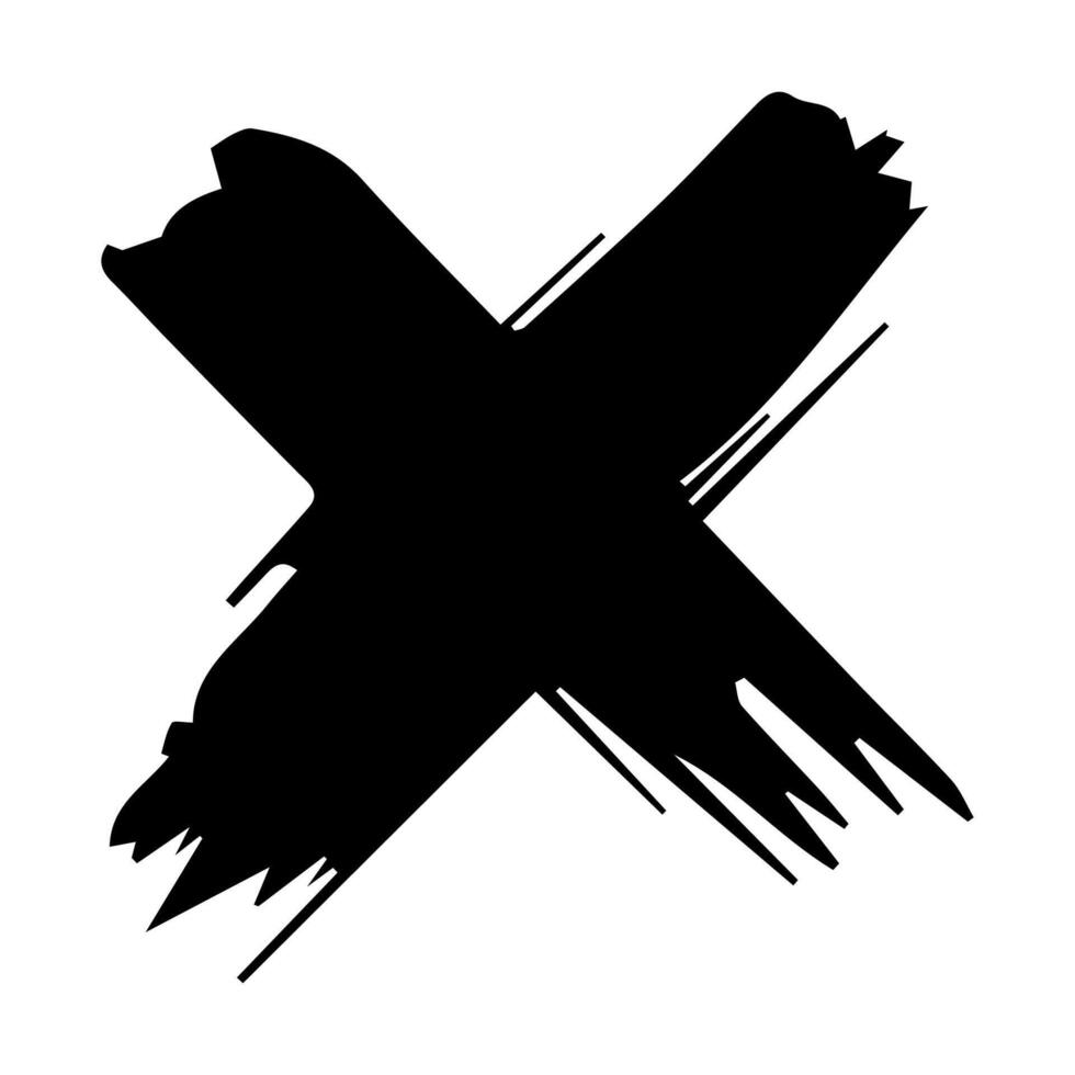 Grunge letter X handdrawn with brush vector