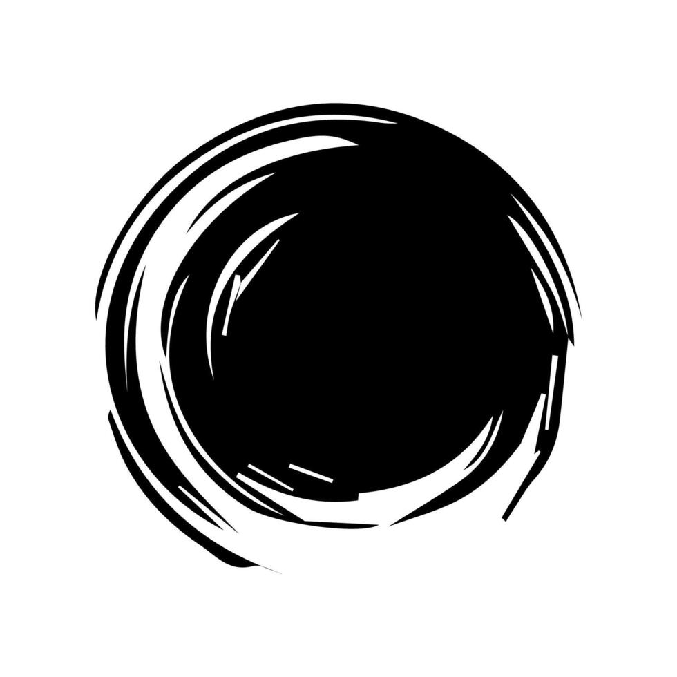 Black grunge round shapes. Brush strokes frames elements, frames for design. Isolated on white background. vector