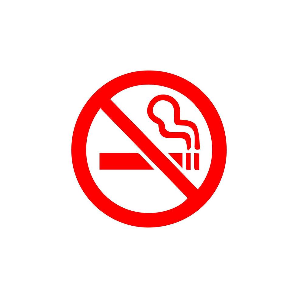 No smoking, prohibition sign, fire hazard risk icon badge, label with broken cigarette, butts, no littering ribbon concept, prohibit, danger, element flat style isolated on white background vector