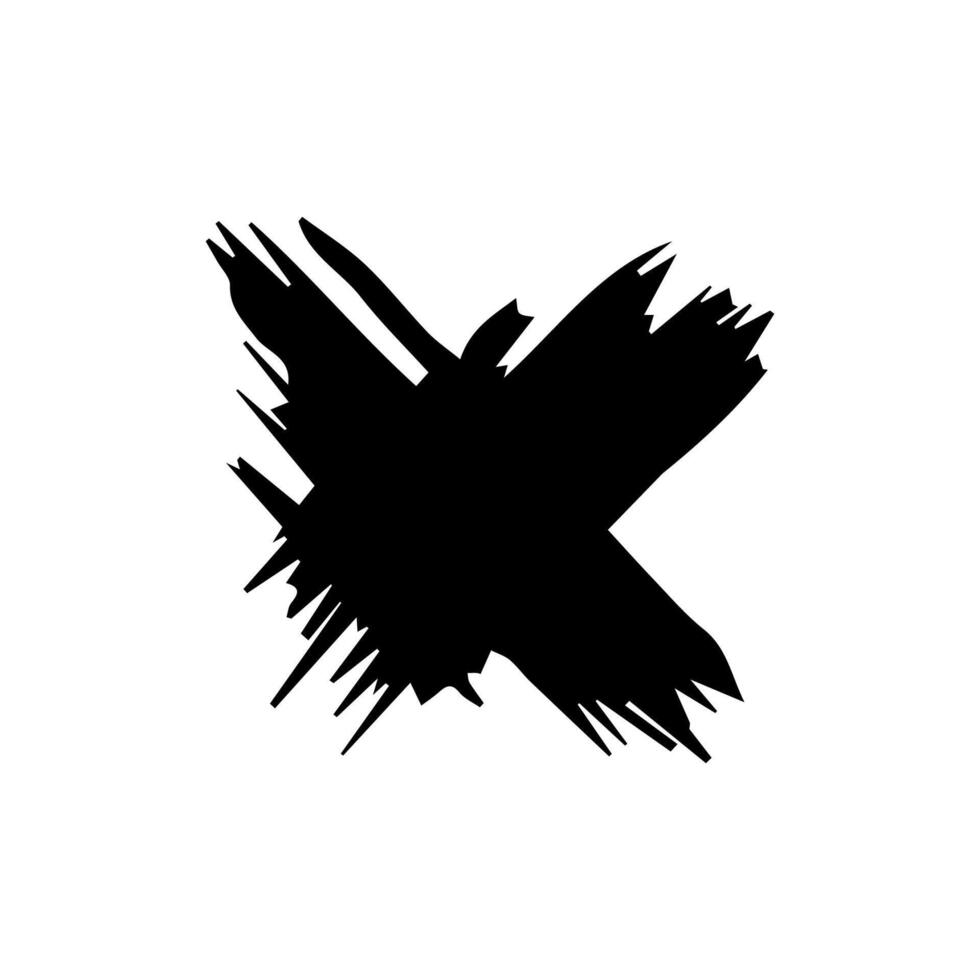 Grunge letter X handdrawn with brush vector