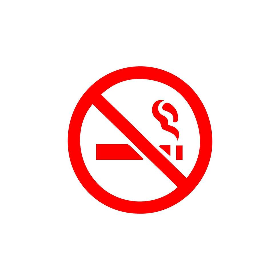 No smoking, prohibition sign, fire hazard risk icon badge, label with broken cigarette, butts, no littering ribbon concept, prohibit, danger, element flat style isolated on white background vector