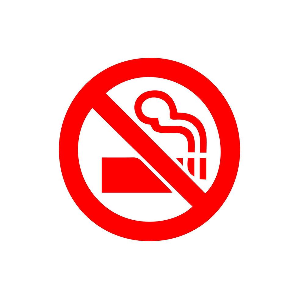 No smoking, prohibition sign, fire hazard risk icon badge, label with broken cigarette, butts, no littering ribbon concept, prohibit, danger, element flat style isolated on white background vector