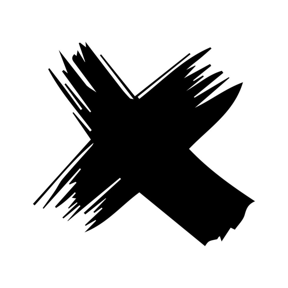 Grunge letter X handdrawn with brush vector