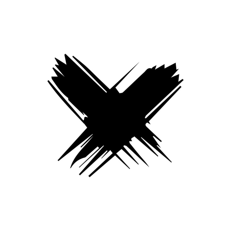 Grunge letter X handdrawn with brush vector
