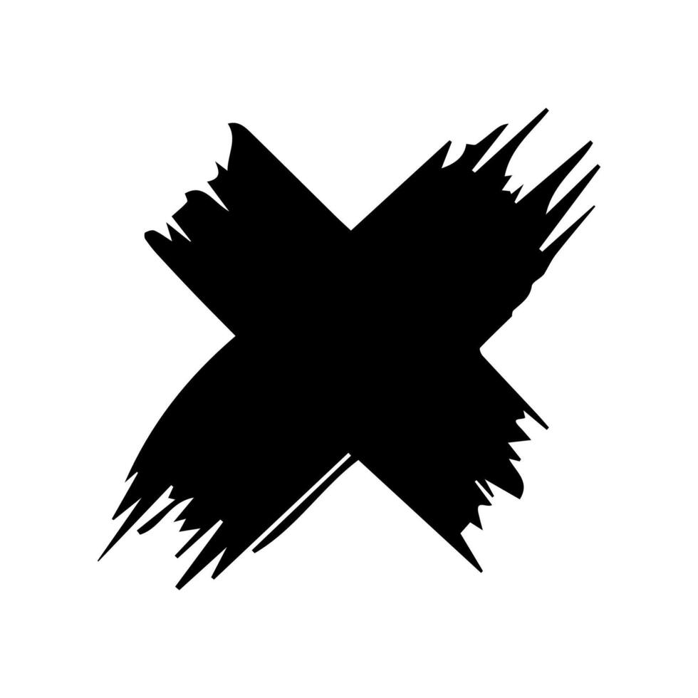 grunge letra X dibujado a mano con cepillo vector