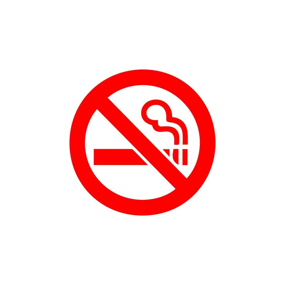 No smoking, prohibition sign, fire hazard risk icon badge, label with broken cigarette, butts, no littering ribbon concept, prohibit, danger, element flat style isolated on white background vector