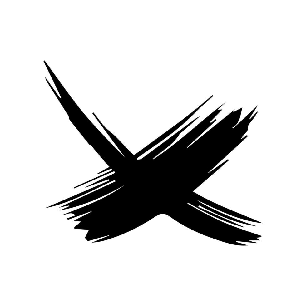 Grunge letter X handdrawn with brush vector