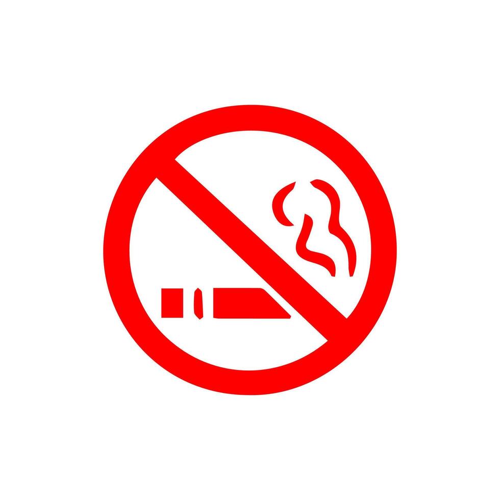 No de fumar, prohibición firmar, fuego peligro riesgo icono insignia, etiqueta con roto cigarrillo, campo de tiro al blanco, No tirar basura cinta concepto, prohibir, peligro, elemento plano estilo aislado en blanco antecedentes vector