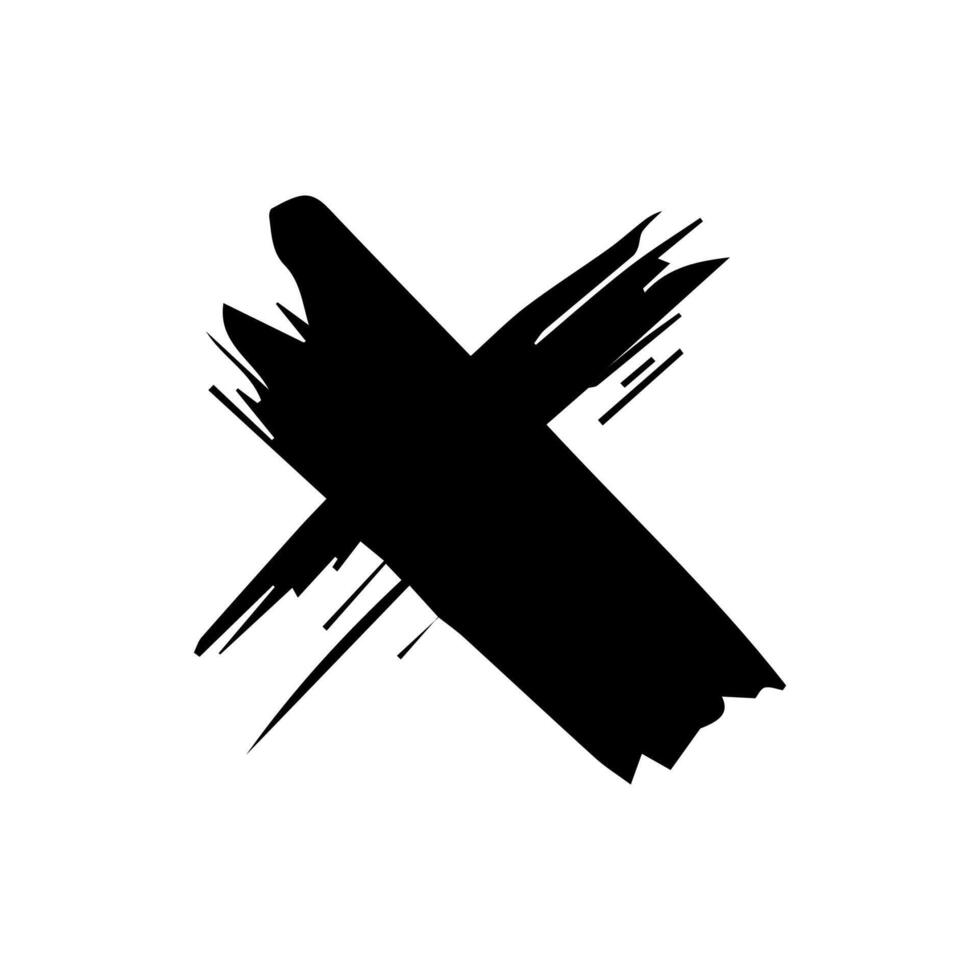 grunge letra X dibujado a mano con cepillo vector