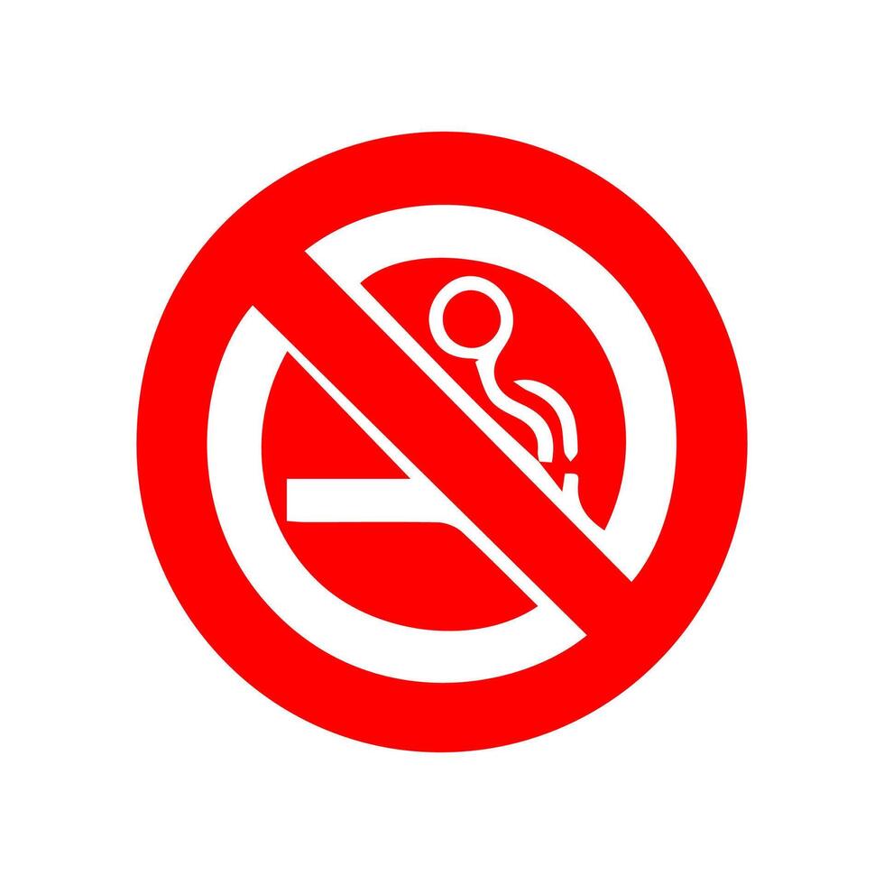 No smoking, prohibition sign, fire hazard risk icon badge, label with broken cigarette, butts, no littering ribbon concept, prohibit, danger, element flat style isolated on white background vector