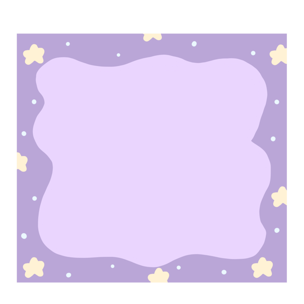 a purple frame with stars and flowers on it png
