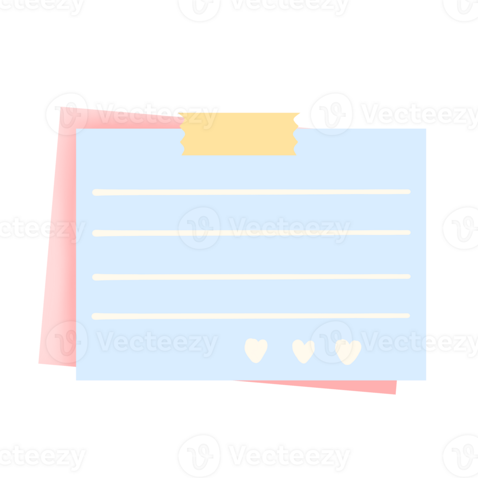 a note pad with hearts on it, on a transparent background png