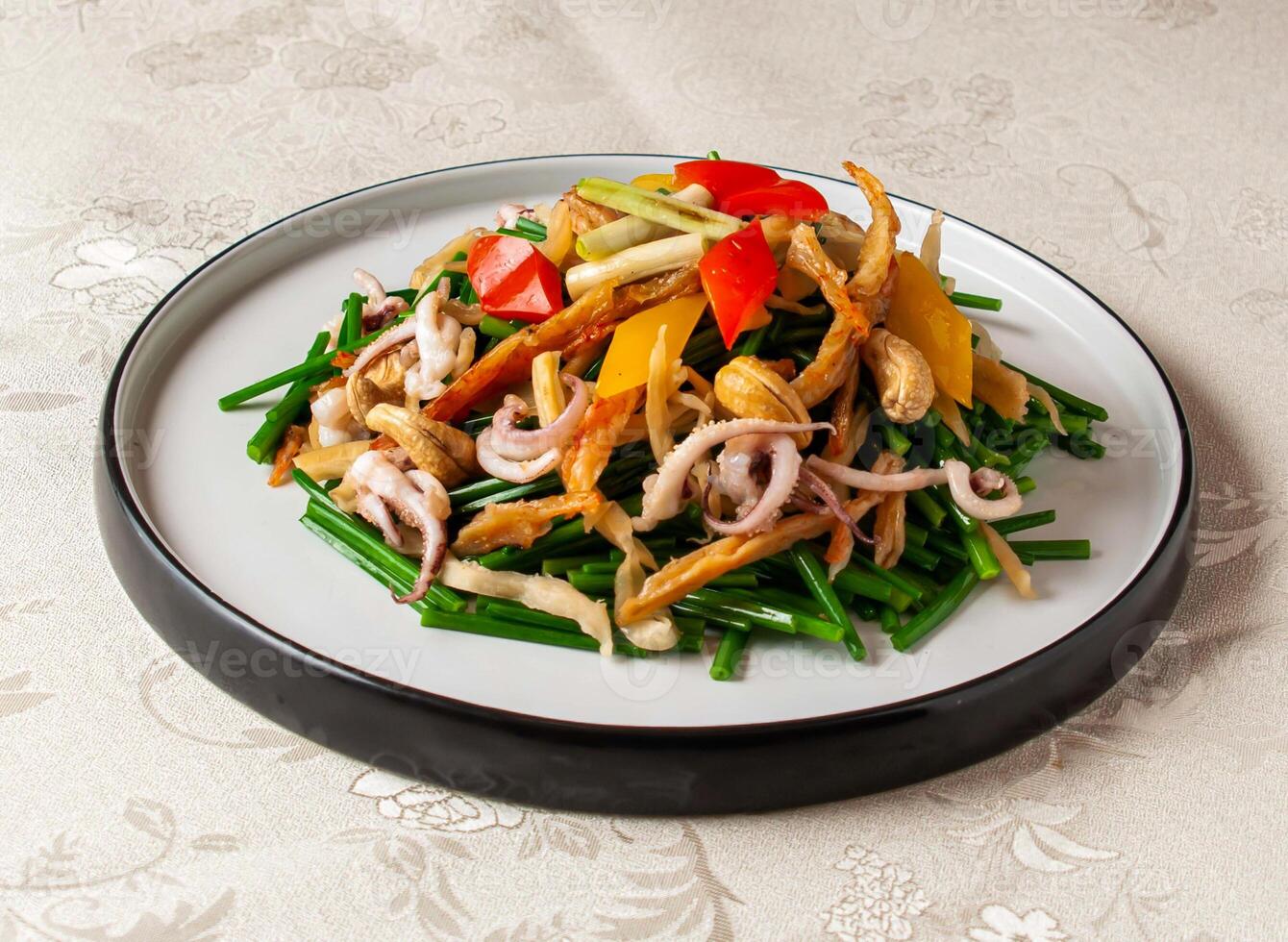 Baile Xiaochao Huang salad served dish isolated on background top view of hong kong chinese food photo