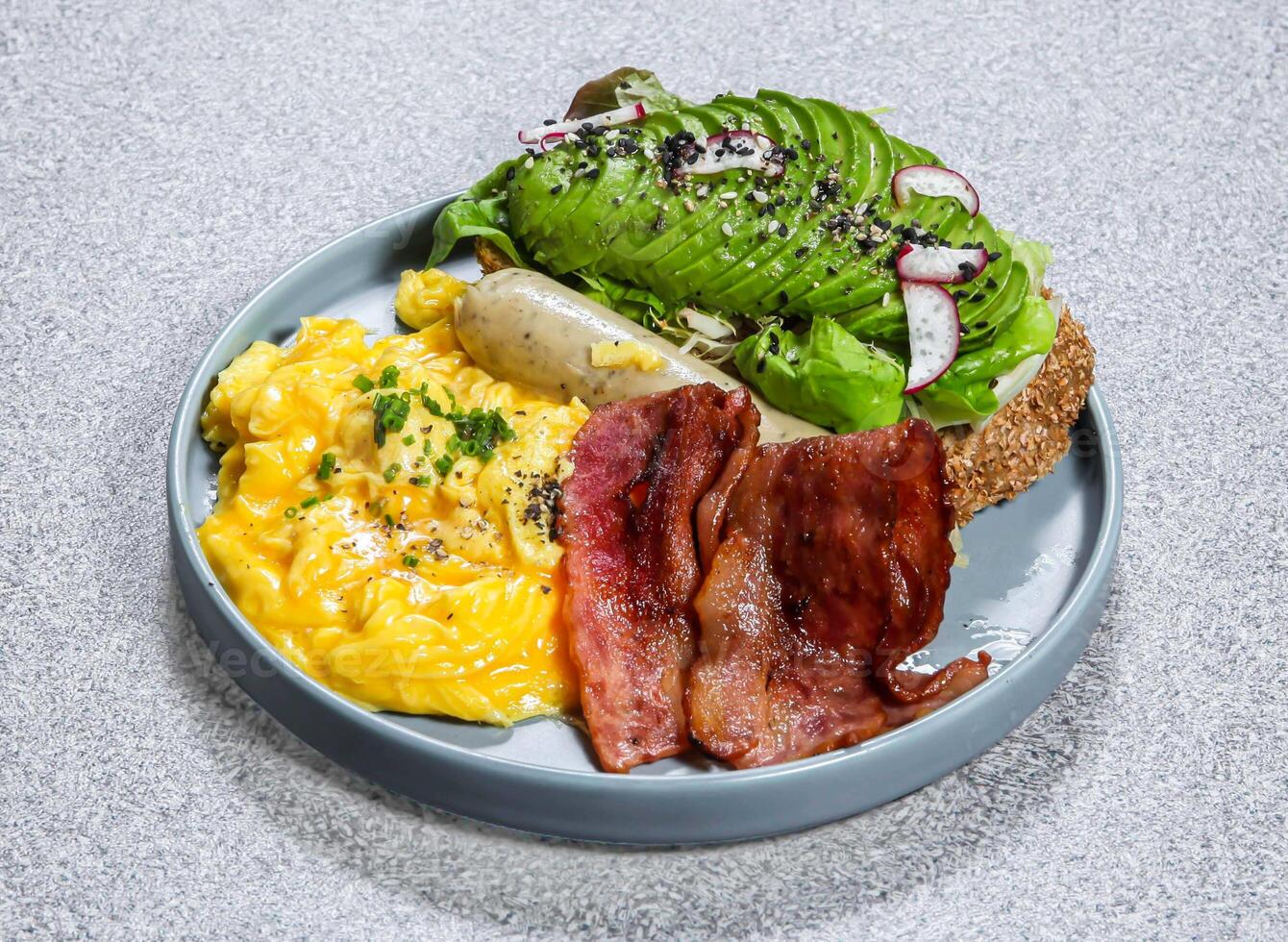 Avocado Toast English Breakfast served in dish isolated on background top view of taiwan food photo