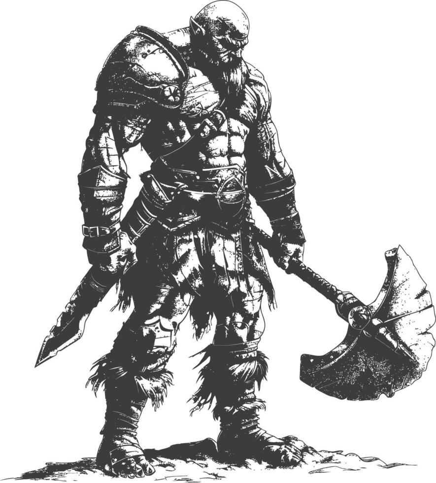 ogre warrior full body images using Old engraving style vector