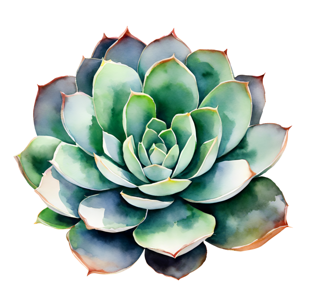 Watercolor and painting Blooming fresh Cactus and flowers succulent plant. AI-Generated png