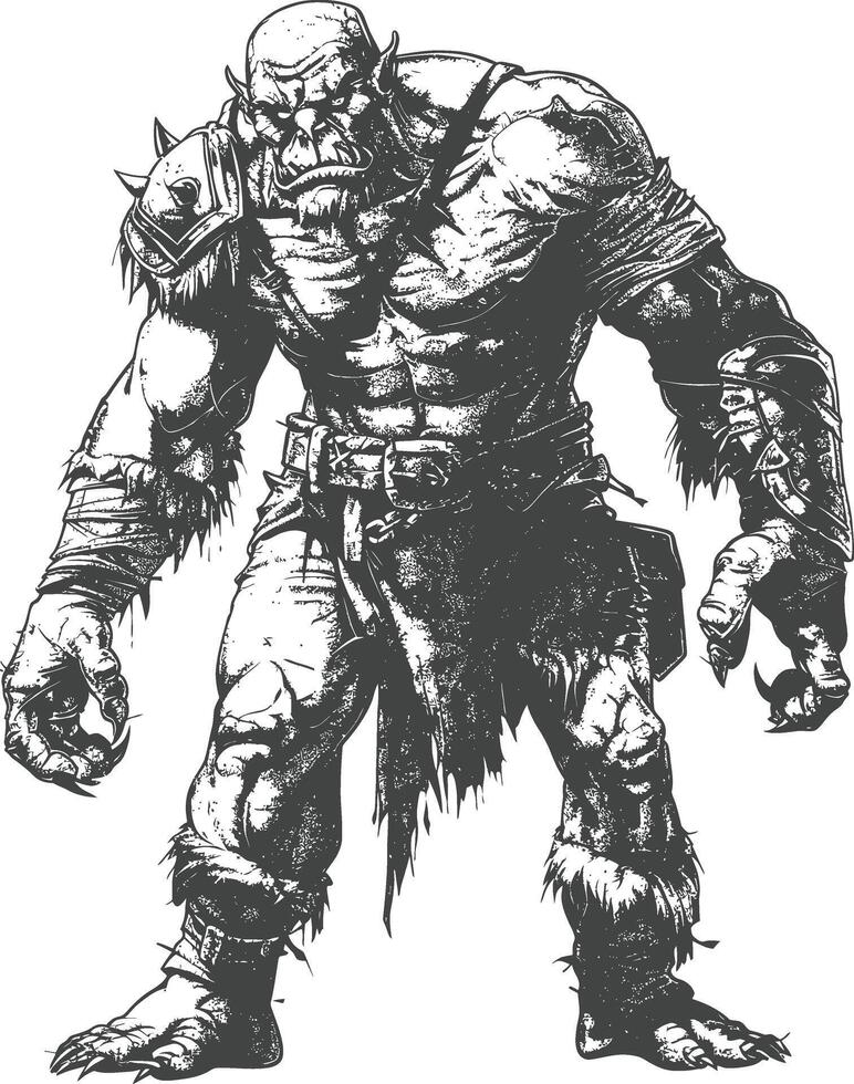 orc full body images using Old engraving style vector