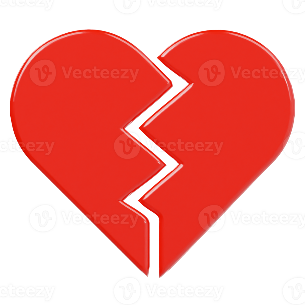 gebroken hart icoon 3d geven illustratie png