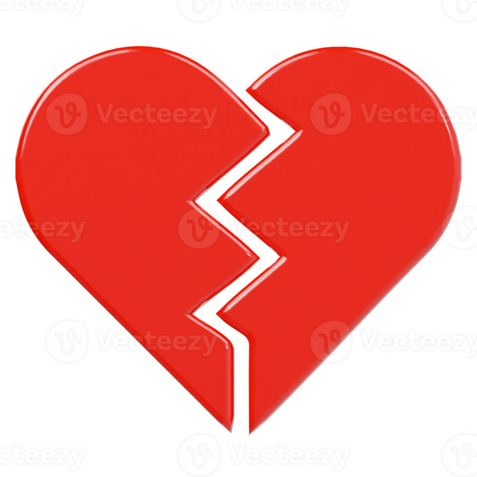 Broken heart icon 3d render illustration png