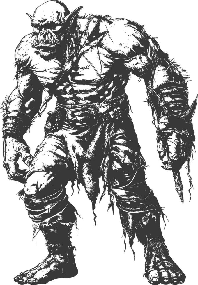 orc full body images using Old engraving style vector