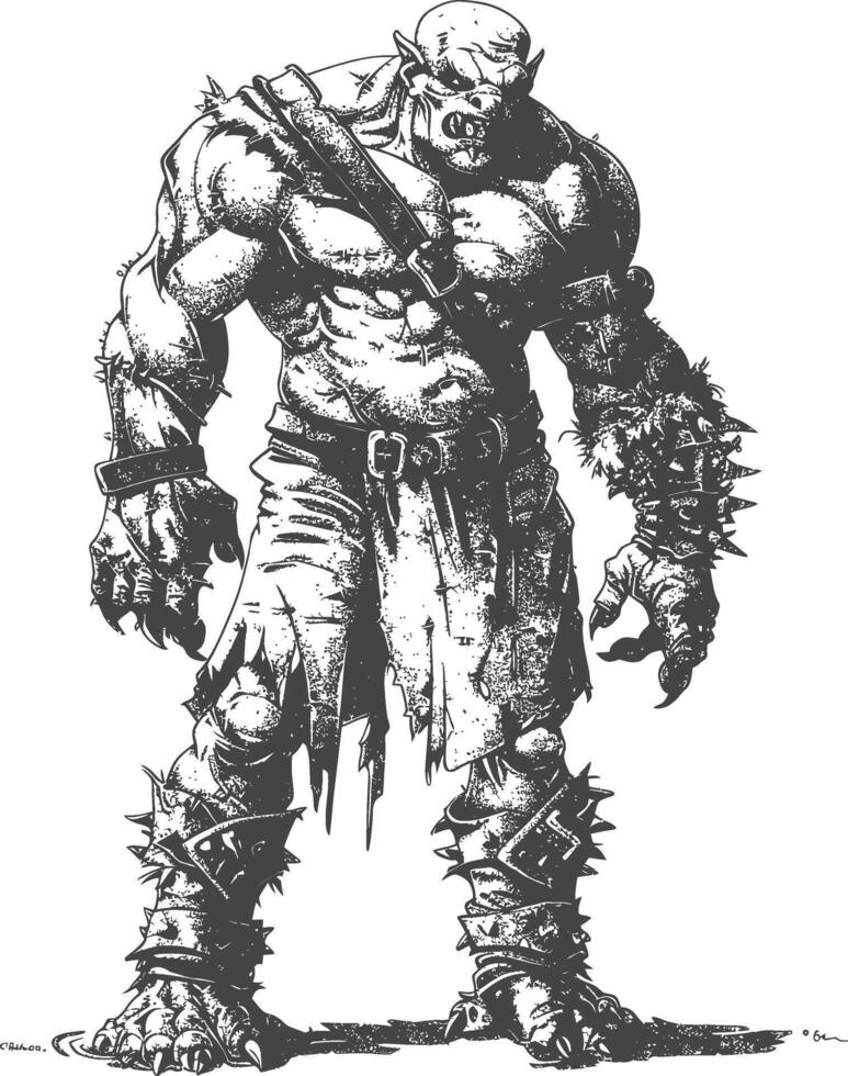 orc full body images using Old engraving style vector