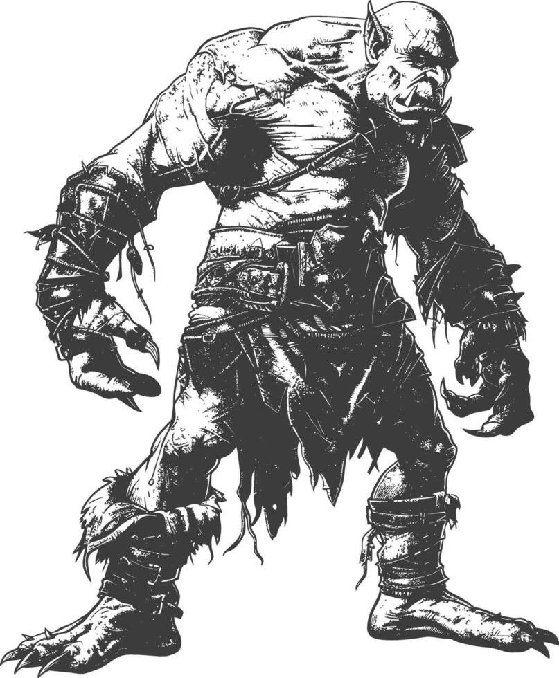 orc full body images using Old engraving style vector