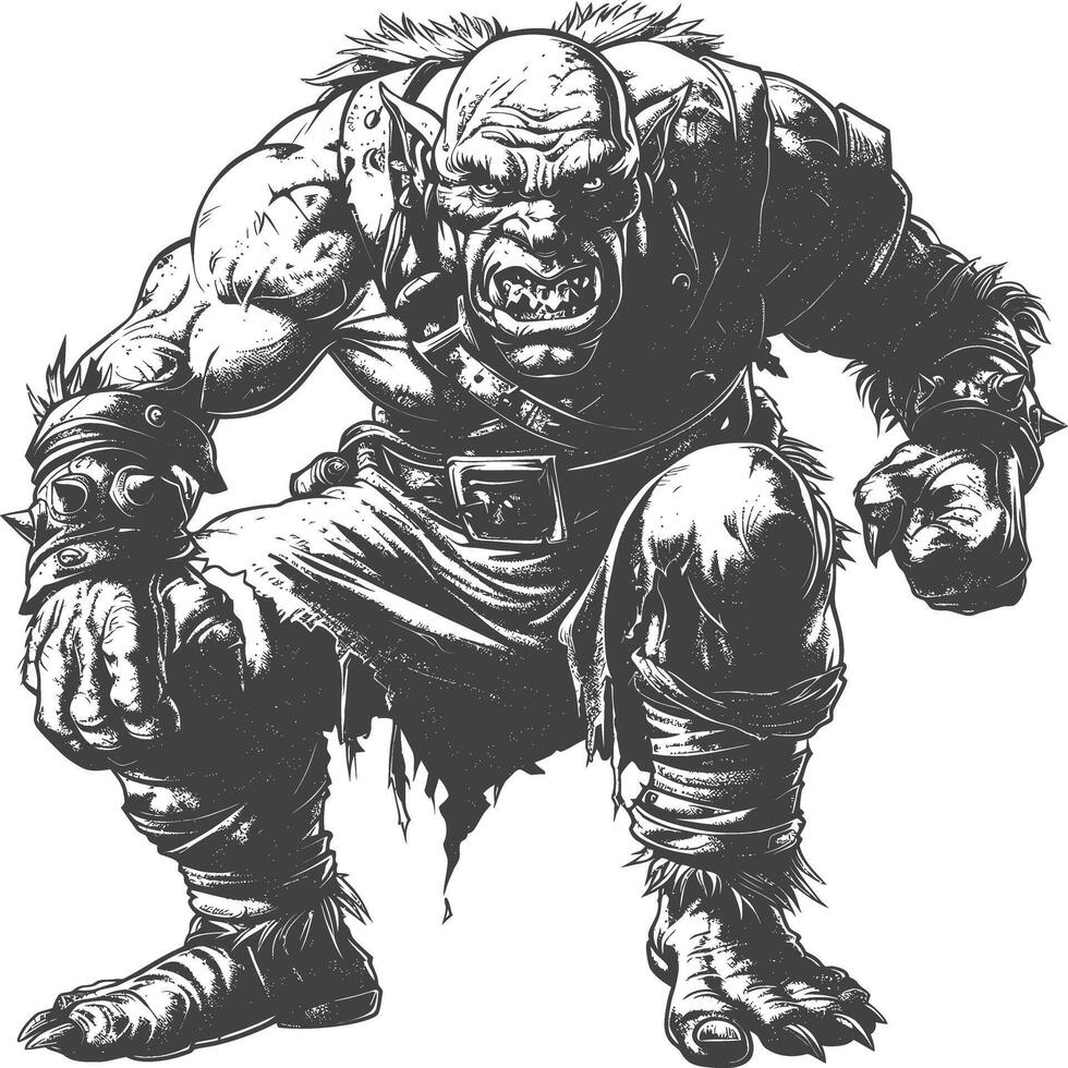 orc full body images using Old engraving style vector